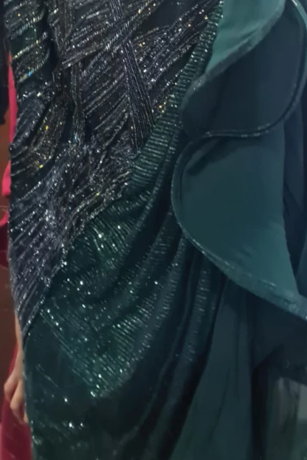 Gaurav gupta green stitched saree gown - Image 3