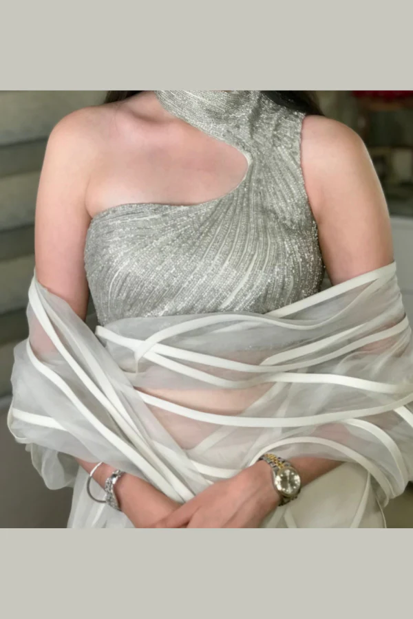 Gaurav Gupta Ivory Sculpted Saree - Image 2