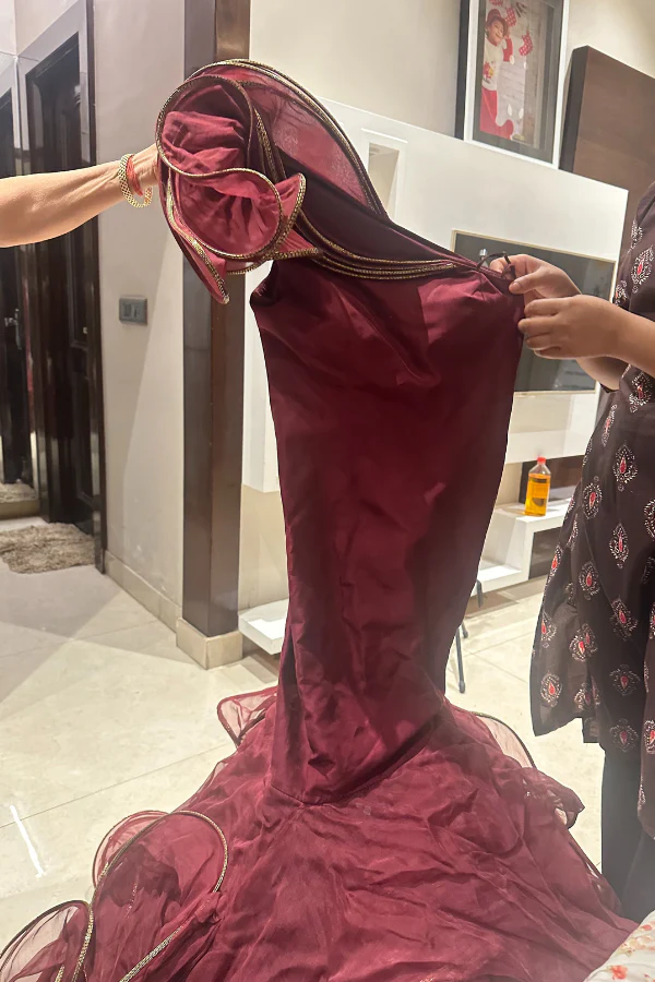 Gaurav gupta Maroon sculpted gown - Image 3
