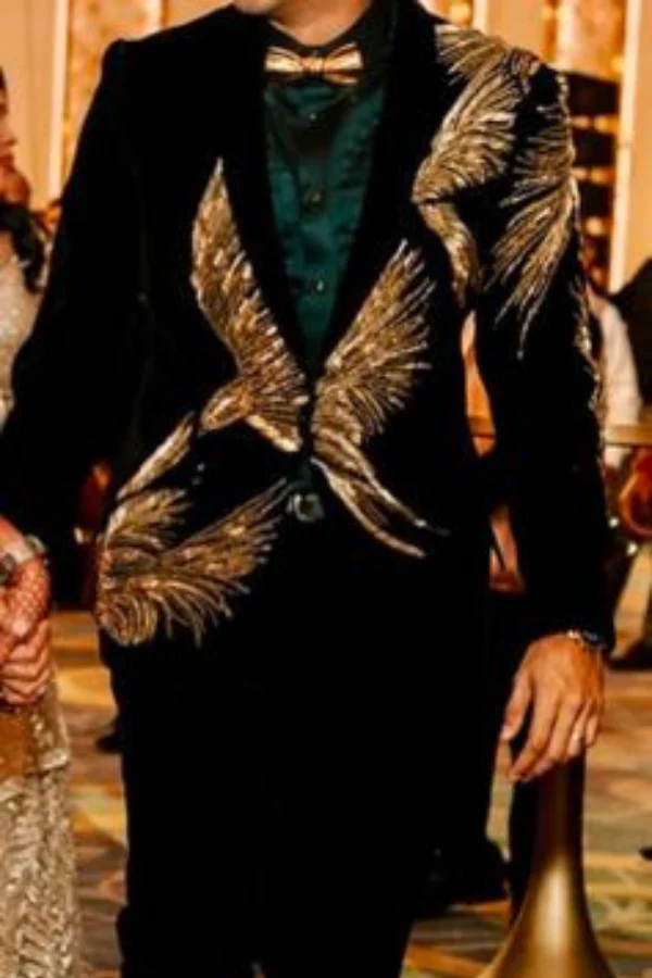 Gaurav Gupta Men Black Gold Embroidered Tuxedo