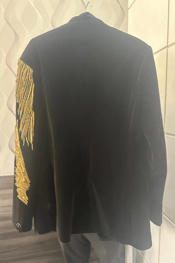 Gaurav Gupta Men Black Gold Embroidered Tuxedo - Image 3