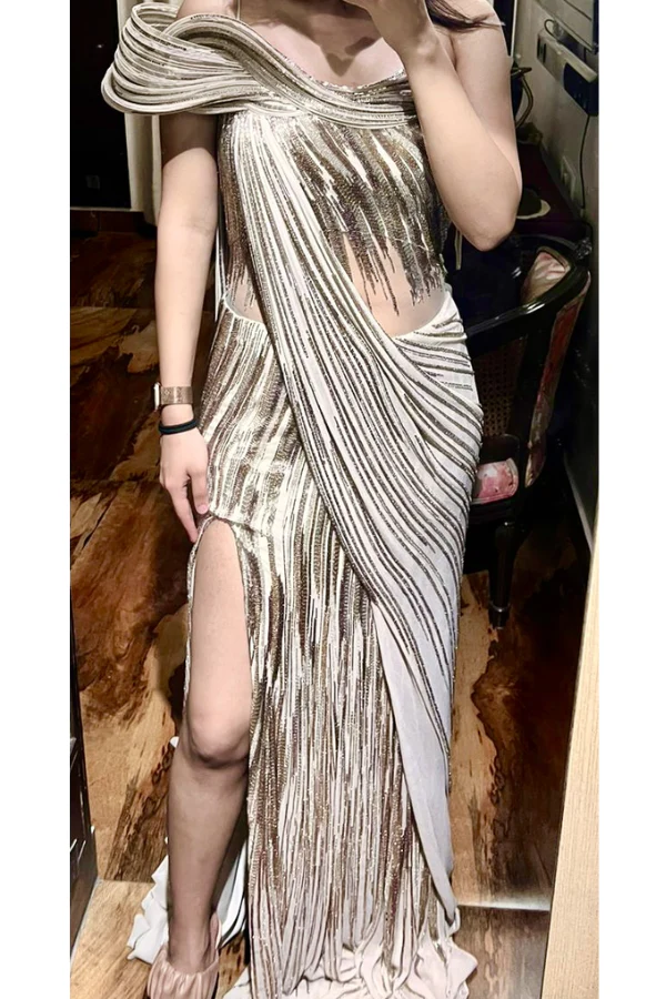 Gaurav Gupta one shoulder saree gown - Image 2