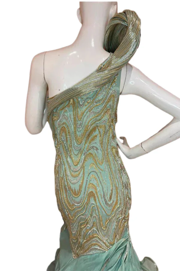 Gaurav Gupta One Sided Off Shoulder Ruffled Gown - Image 2