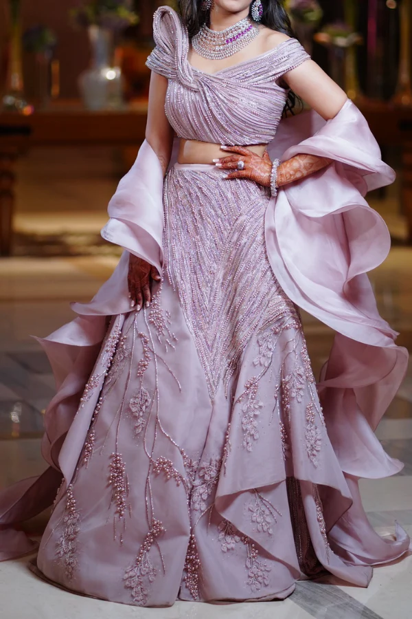 Gaurav Gupta Pink Sculpted lehenga - Image 3