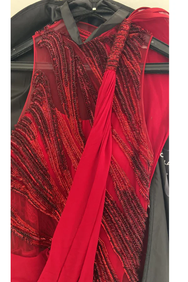 Gaurav Gupta Red Saree Gown - Image 4