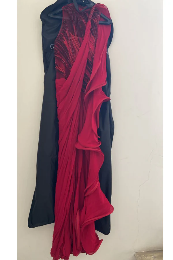 Gaurav Gupta Red Saree Gown - Image 5