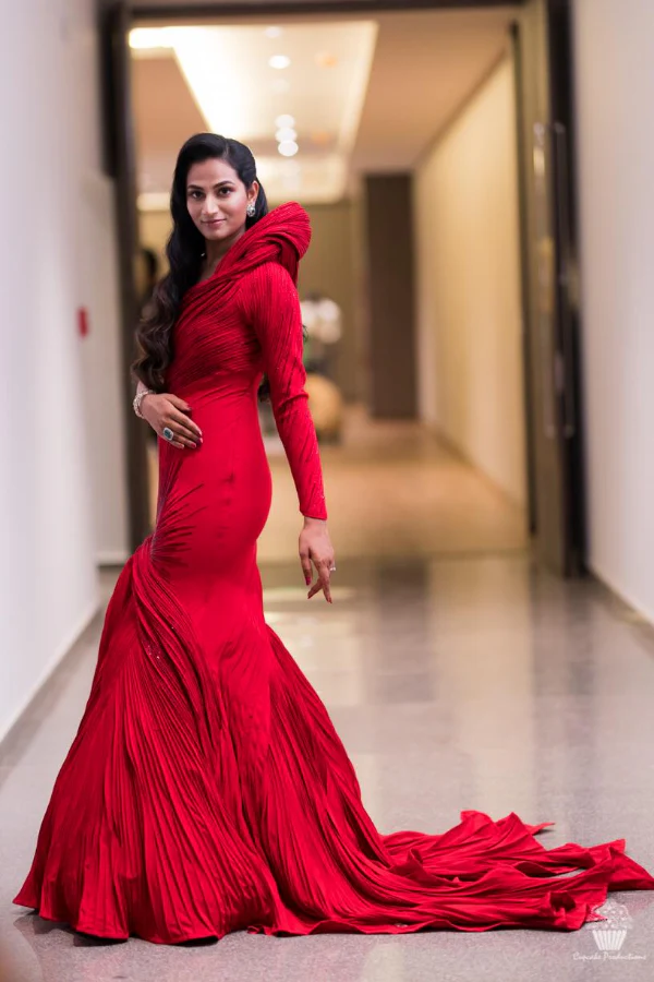 Gaurav Gupta Red Sculpted Gown - Image 3