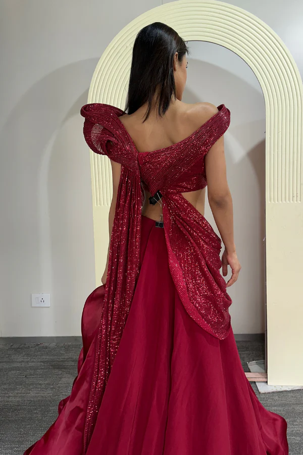 Gaurav Gupta red structured lehenga - Image 3