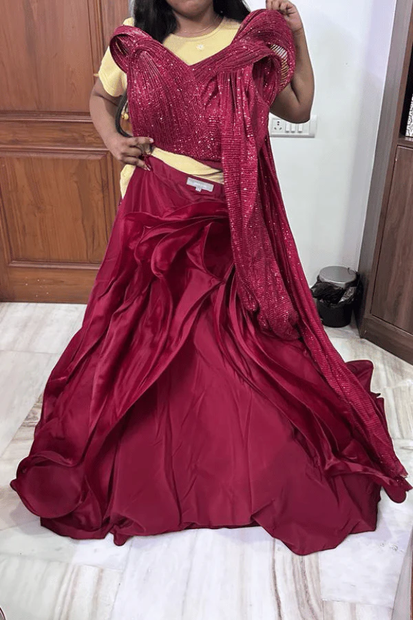 Gaurav Gupta red structured lehenga - Image 7