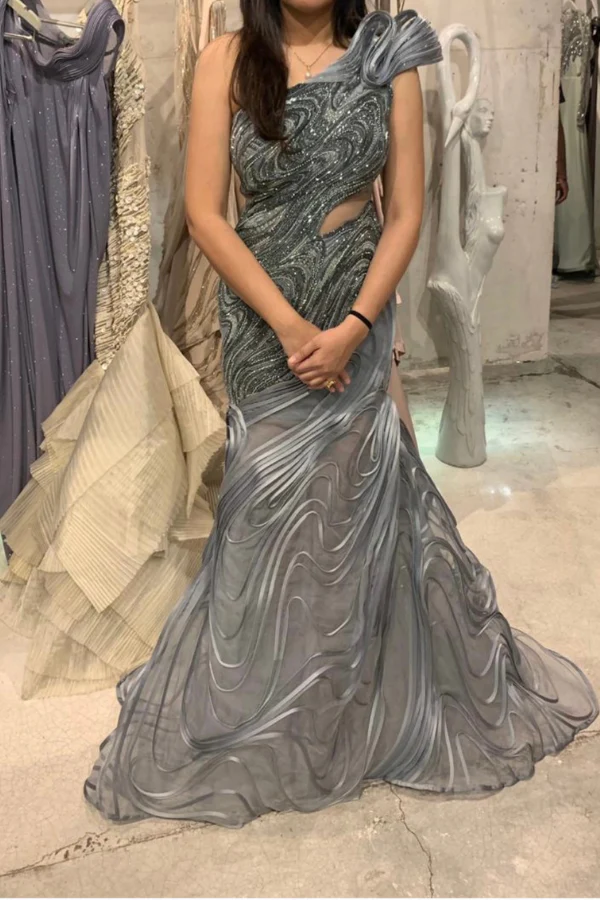 Gaurav Gupta River Grey Wave Sculpture Gown - Image 3