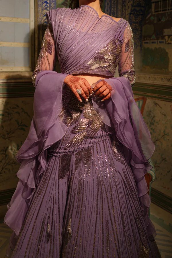 gaurav Gupta Shell Amethyst Lehenga - Image 3
