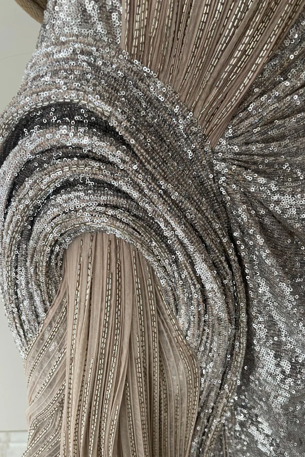 Gaurav Gupta Shell Pink Sequin Fan-Sculpting Gown - Image 3