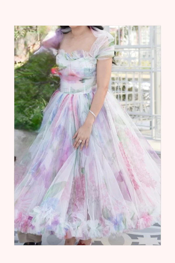 Gauri & Nainika Floral Tulle Midi Dress - Image 2