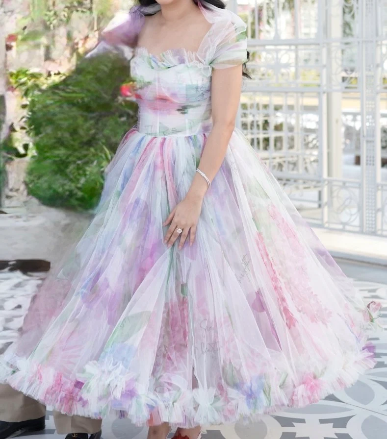 Gauri & Nainika Floral Tulle Midi Dress - Image 5
