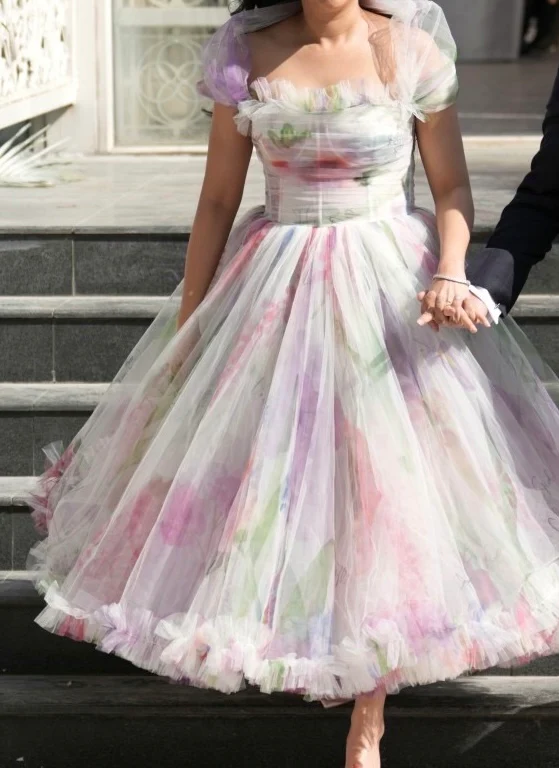 Gauri & Nainika Floral Tulle Midi Dress - Image 6