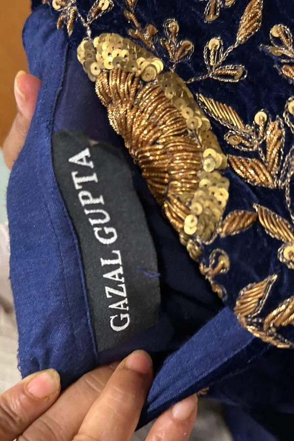 Gazal Gupta blue velvet lehenga - Image 7