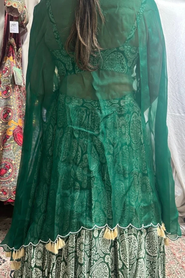 Gazal Gupta Chandbali Cape And Printed Top + Skirt - Image 5
