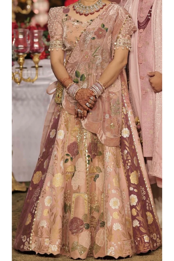 Gazal Gupta Light pink banarsi lehenga set