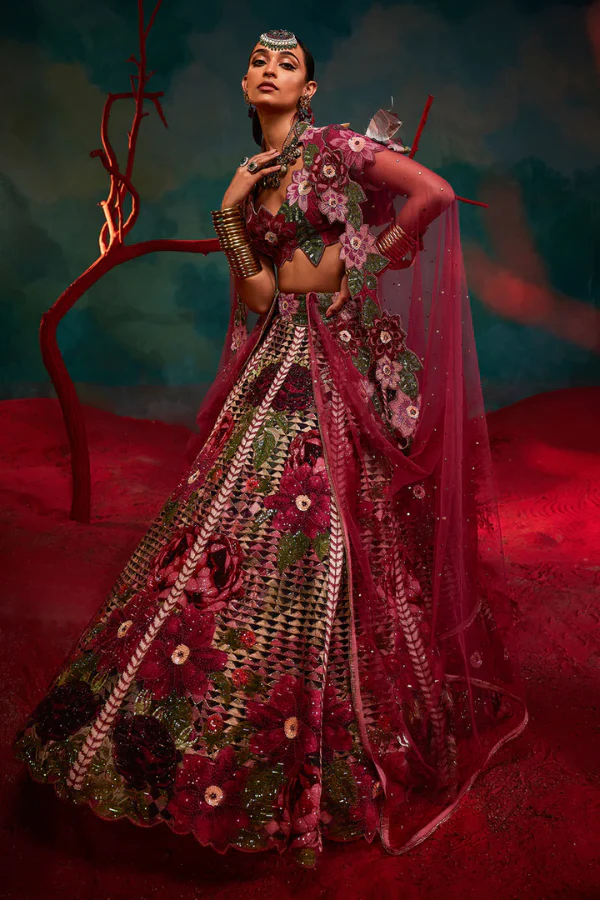 Gazal Gupta Pink raw silk lehenga