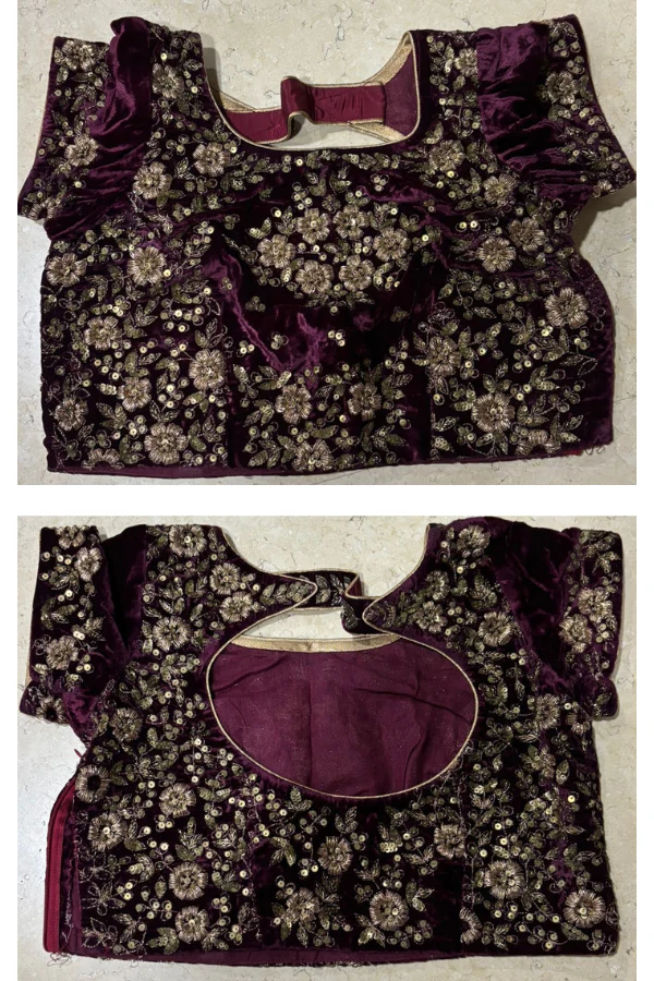 Gazal Gupta velvet wine embroidered lehenga set - Image 3
