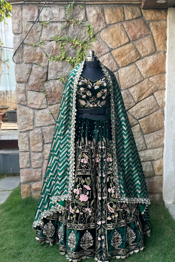 Gazal gupta VELVET LEHENGA SET - Image 2