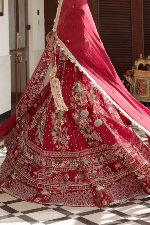 Gazal Gupta RED PEACOCK SCENARY LEHENGA - Image 3