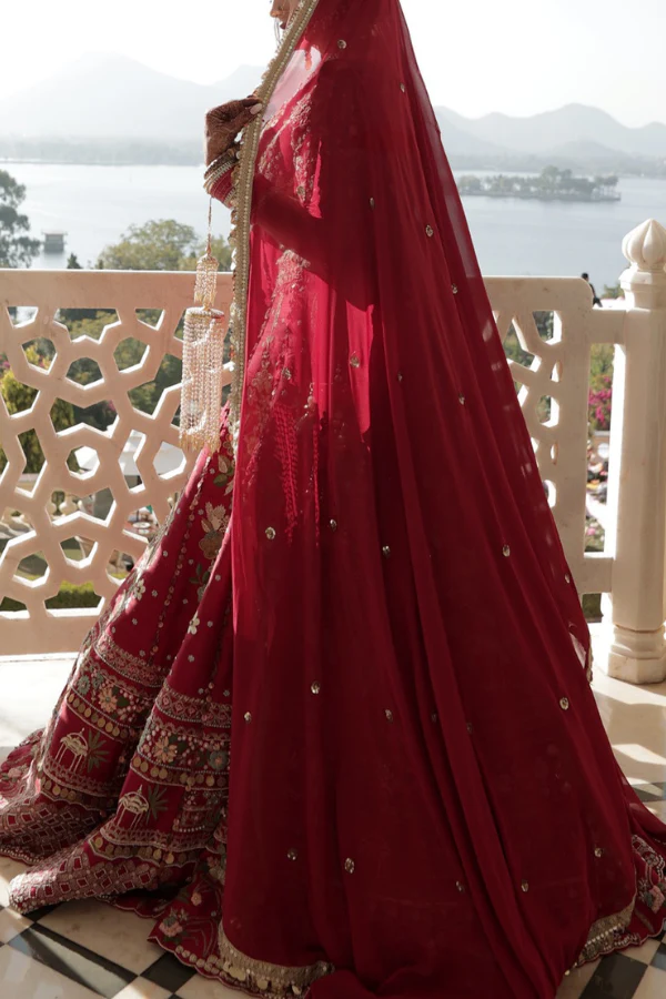 Gazal Gupta RED PEACOCK SCENARY LEHENGA - Image 4