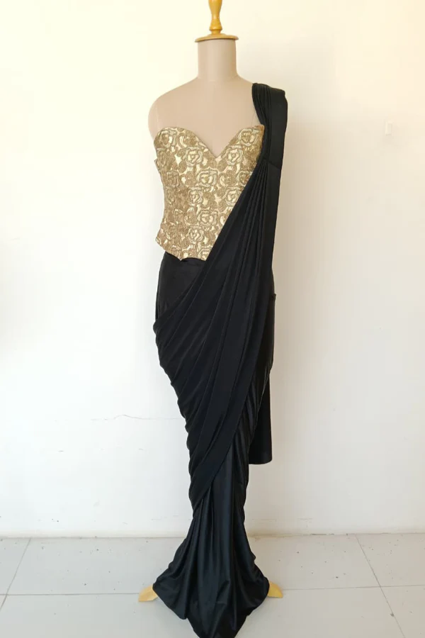 Gold Brocade Corset saree - Image 4