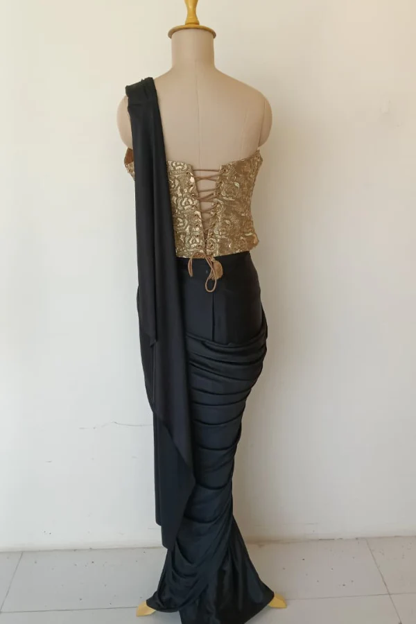 Gold Brocade Corset saree - Image 6