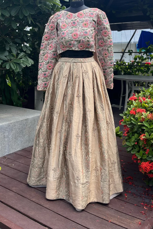 Gold brocade lehenga set
