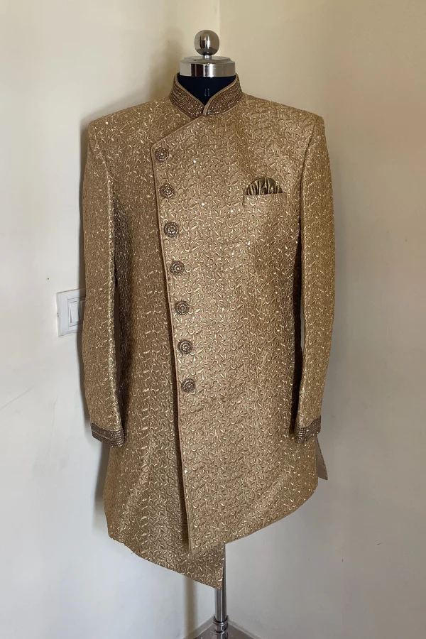 gold embroidered achkan