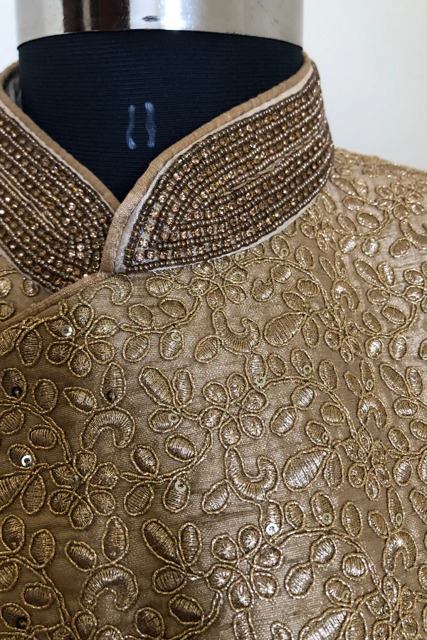 gold embroidered achkan - Image 2
