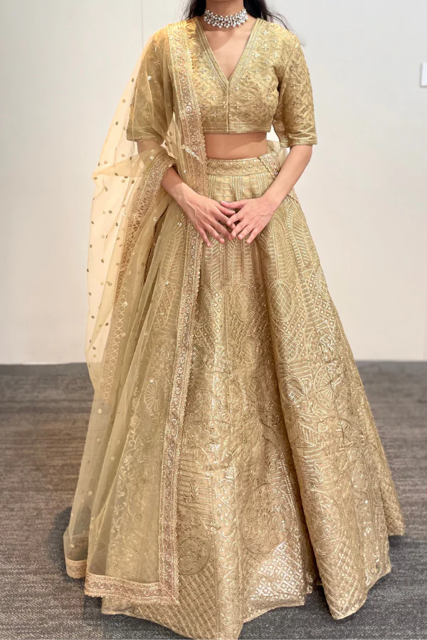 Gold embroidered lehenga set