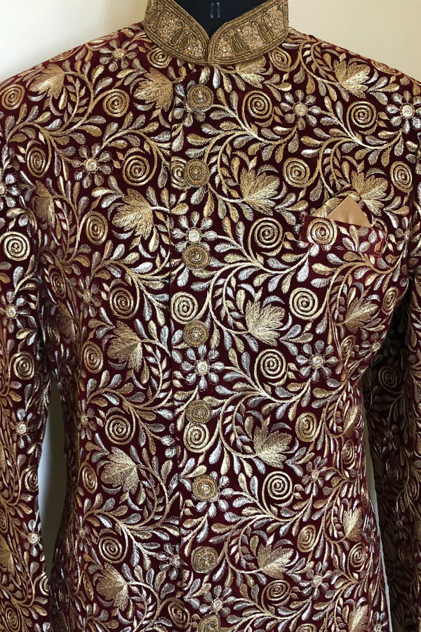 gold embroidered sherwani - Image 2