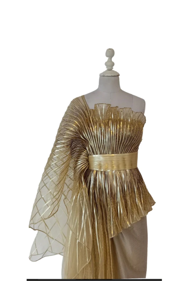 Gold metallic indo western gown - Image 5