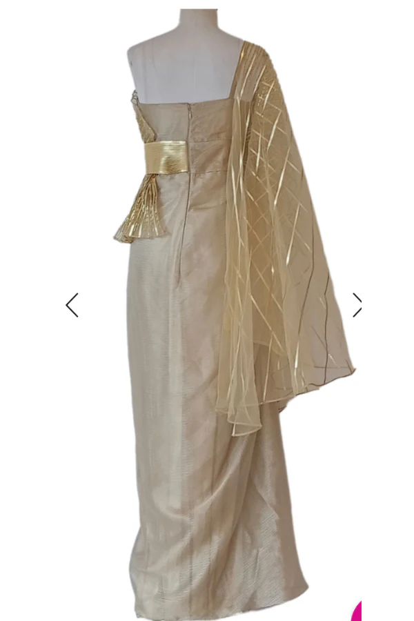 Gold metallic indo western gown - Image 6