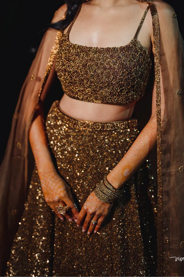 Gold Sequin Lehenga