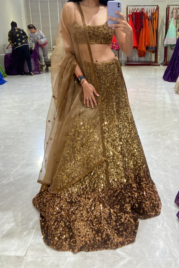 Gold Sequin Lehenga - Image 4