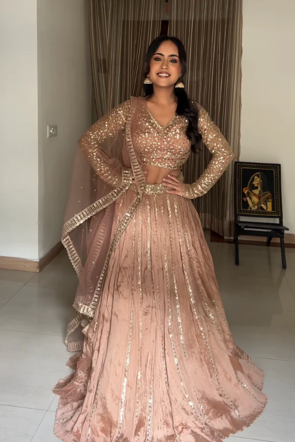 Gold sequin Lehenga set - Image 4