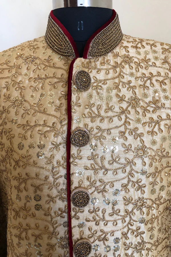 Gold sequinned sherwani - Image 3