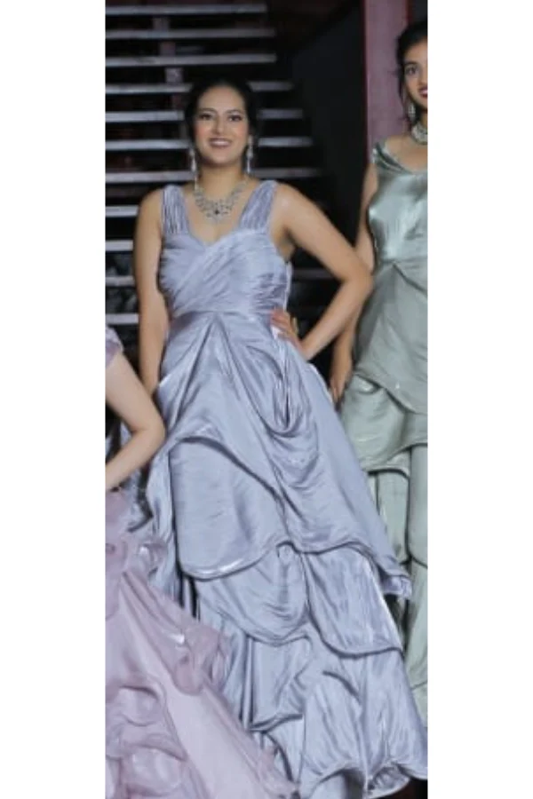 Grey ruffle gown