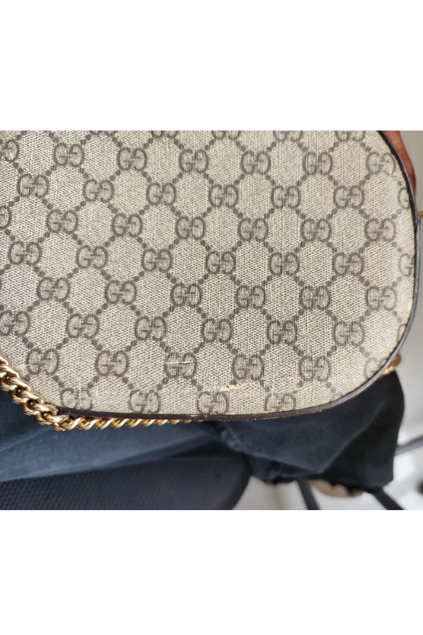 Gucci Beige Brown Coated Canvas and Leather GG Supreme Chain Crossbody - Image 3