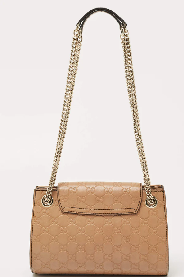 Gucci Beige Guccissima Leather Small Emily Chain Shoulder Bag - Image 3