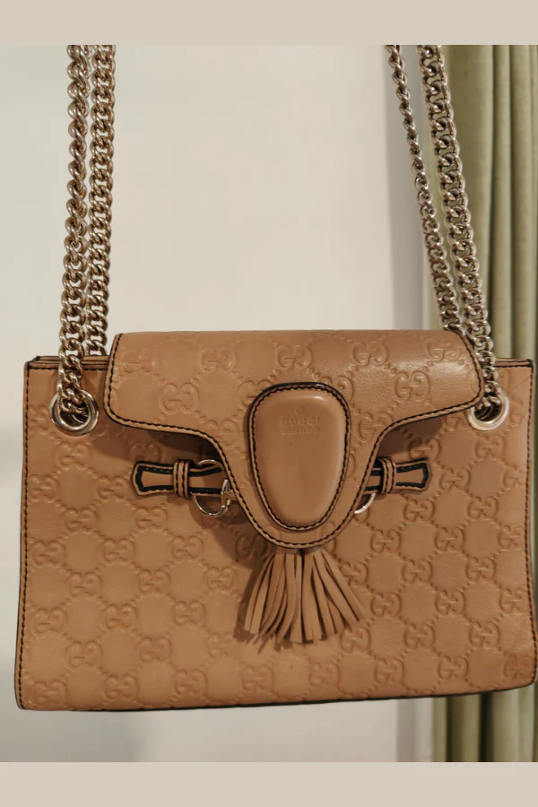 Gucci Beige Guccissima Leather Small Emily Chain Shoulder Bag - Image 4