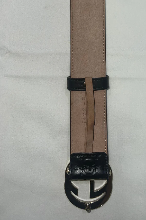 Gucci Black Guccissima Leather Interlocking G Buckle Belt - Image 4