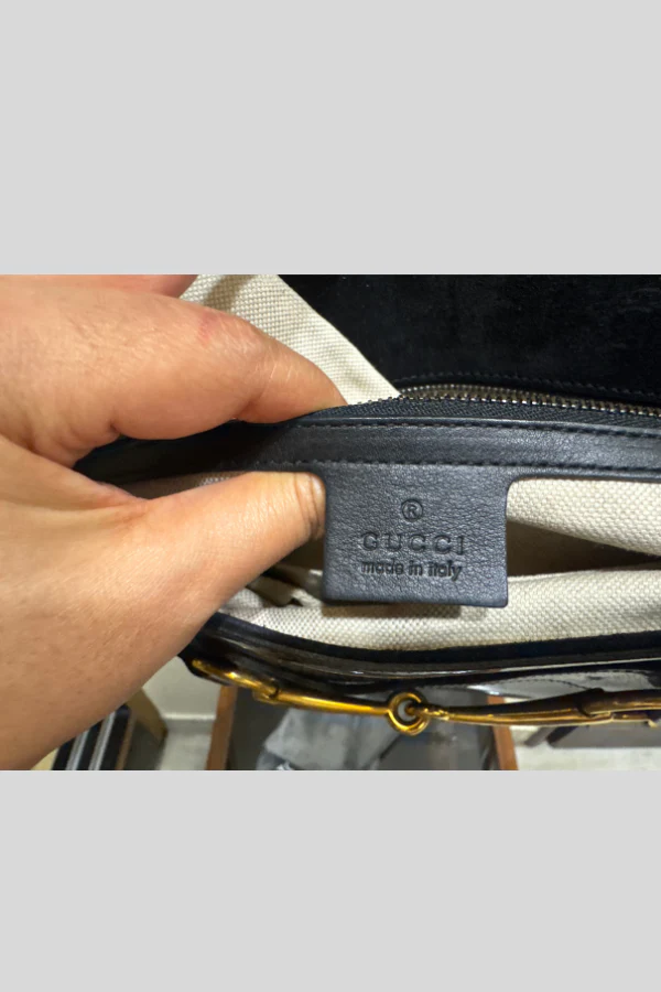 Gucci Black Patent Leather Horsebit Clutch - Image 9
