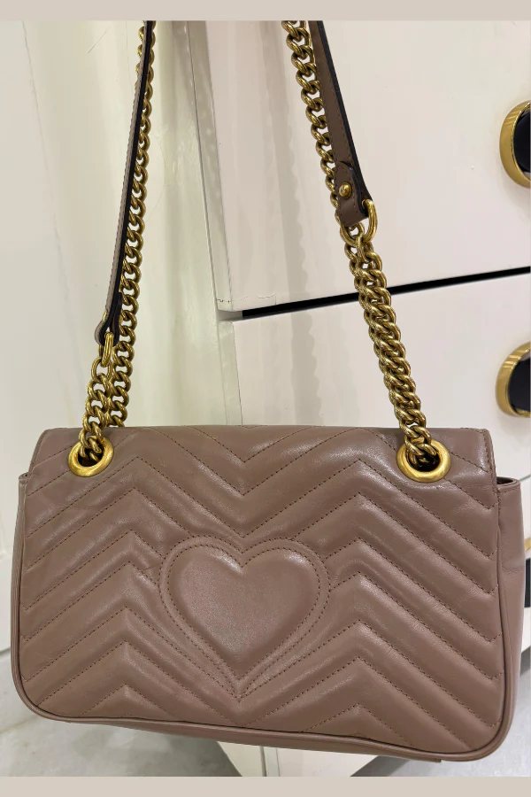 Gucci Nude Pink Matelasse Leather Medium GG Marmont Shoulder Bag - Image 4