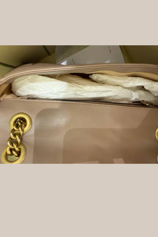 Gucci Nude Pink Matelasse Leather Medium GG Marmont Shoulder Bag - Image 6