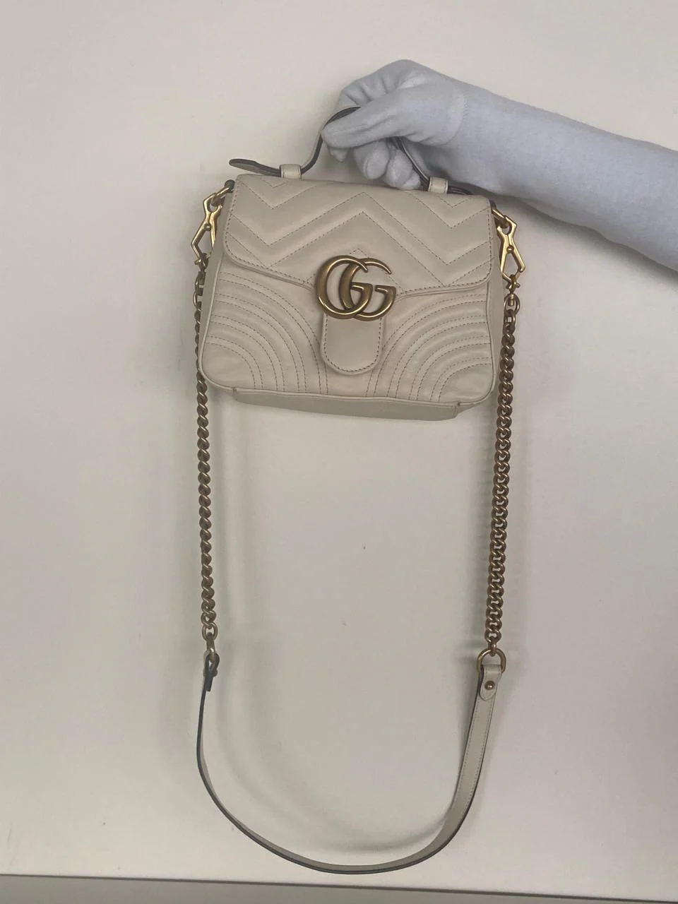 Gucci Leather GG Marmont Top Handle Bag - Image 7