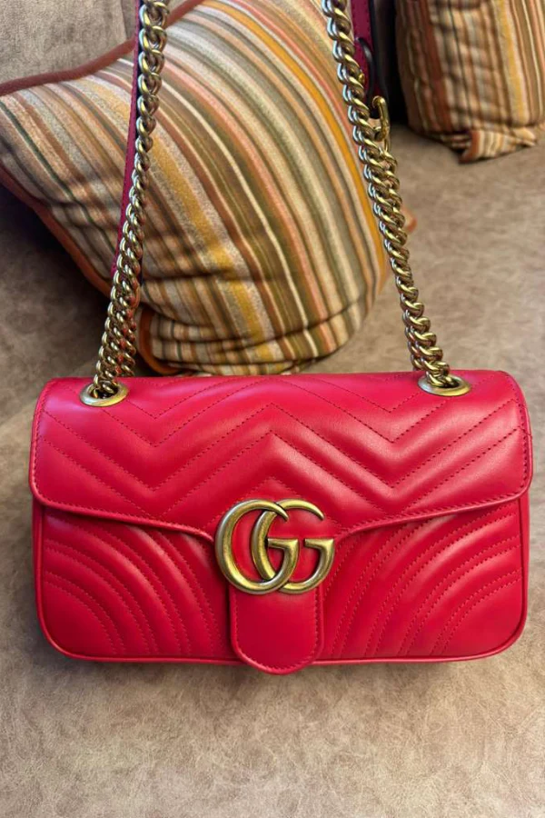 Gucci Marmont GG Small Red Matelassé Crossbody Bag - Image 5